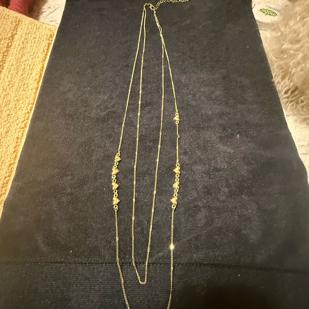 Double Strand heart Gold-Tone Necklace